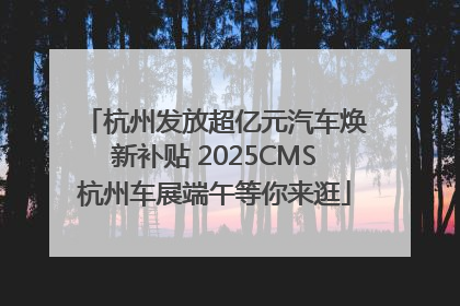 杭州发放超亿元汽车焕新补贴 2025CMS杭州车展端午等你来逛